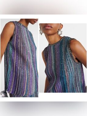 Like new Missoni Striped sequined metallic knit top $1,200 46